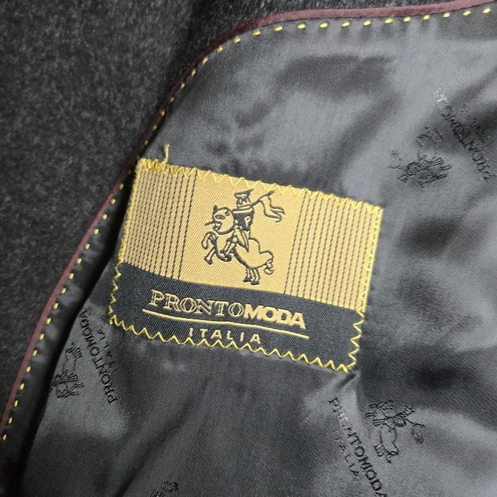 Pronto Moda Lambs Wool Cashmere‎ Blend Sports Coat Charcoal 48L Measurement Pics